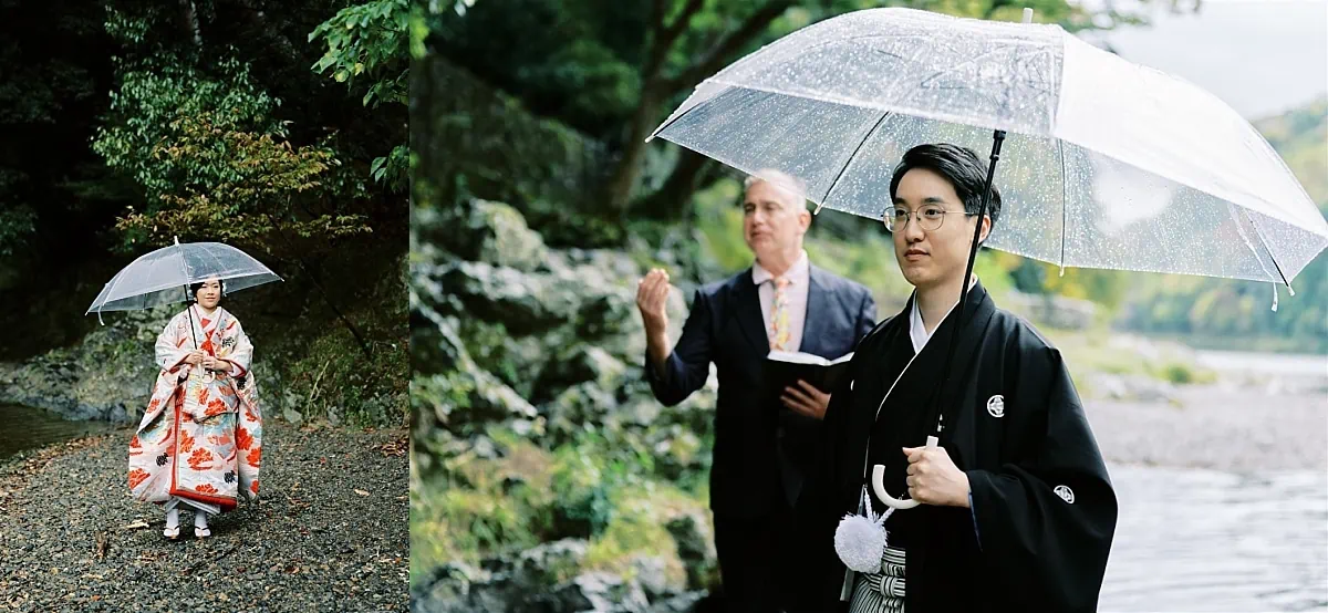 Kyoto Tokyo Japan Elopement Wedding Photographer, Planner & Videographer | As an elopement photographer, I specialize in capturing intimate moments between couples. Whether it's a woman in a stunning kimono or a man holding an umbrella, I am dedicated to preserving these unique