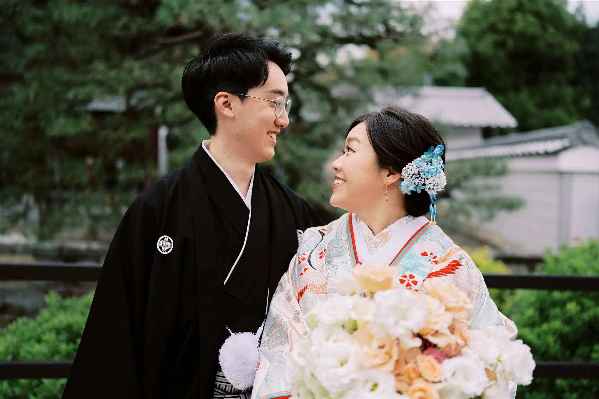 Kyoto Tokyo Japan Elopement Wedding Photographer, Planner & Videographer | A bride and groom dressed in traditional Japanese clothing captured by an elopement photographer.