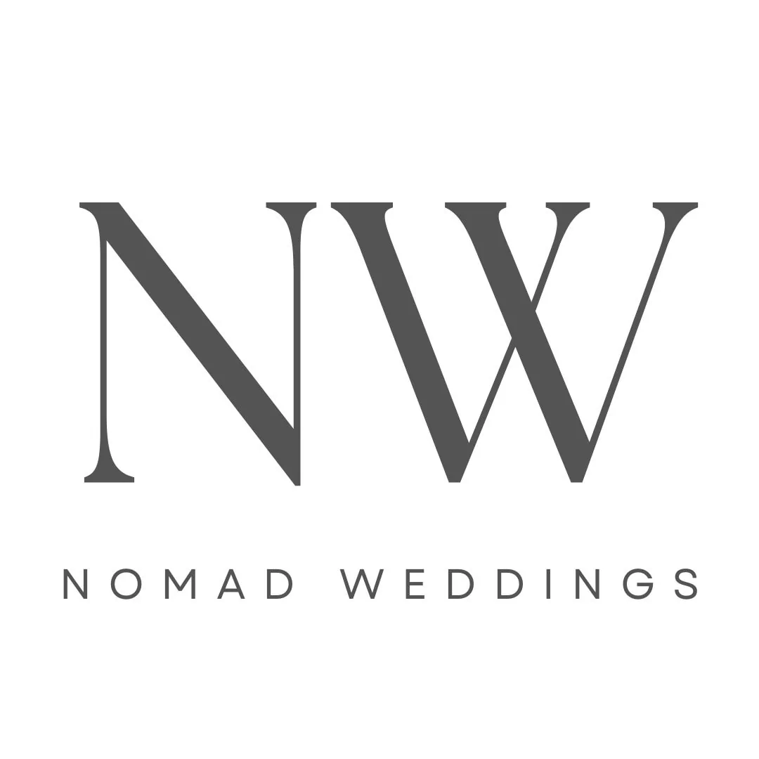 Japan Destination Elopement Wedding Photographer, Vow Renewals, Planner & Videographer, Pre-Wedding Shoot | 京都、宮古島、ニセコ、鎌倉、河口湖 ウェディングフォトグラファー、前撮りカメラマン、ウェディングプランナー、エロープメントウェディング | Gray "NW" initials above the words "Nomad Weddings" in uppercase letters on a white background.